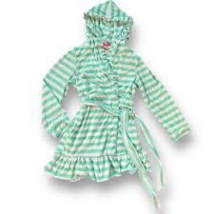 Betsey Johnson Striped Green and White Hooded Robe